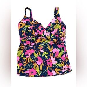 Lands’ End Swin /Size 8DDD Tankini Swin Top Floral